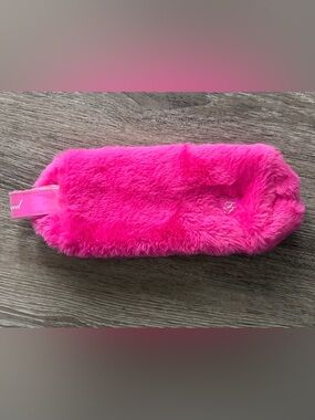Too Faced Bright Pink Fuzzy Cosmetic Pouch